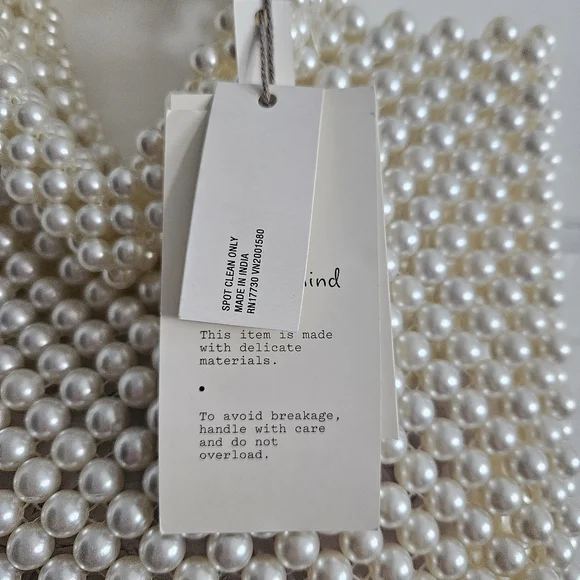 NWT A New Day Simulated Pearl Heart Beaded Mini Tote Bag - Picture 9 of 9